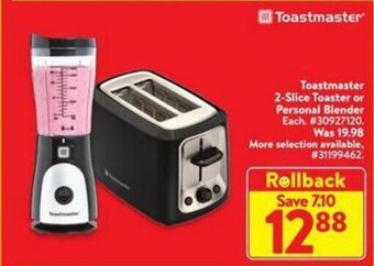 Walmart Toastmaster 2-Slice Toaster or Personal Blender offer