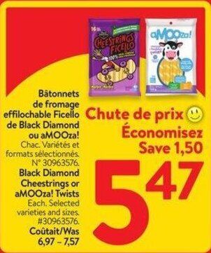 Walmart Black Diamond Cheestrings or aMOOza! Twists offer