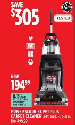 Canadian Tire Hoover power scrub xl pet plus carpet cleaner offer