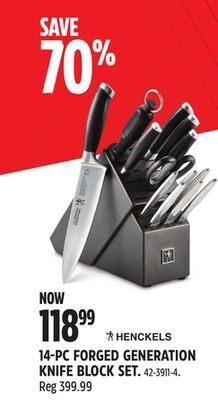 Canadian Tire Henckels 14-pc forged generation knife block set offer
