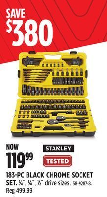Canadian Tire Stanley 183-pc black chrome socket set offer
