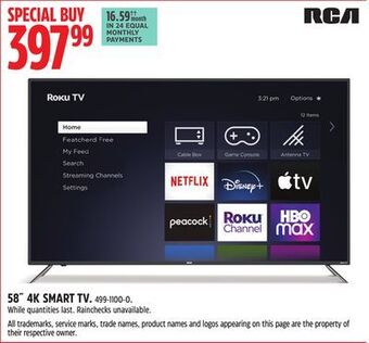 Canadian Tire Rca 58˝ 4k smart tv offer