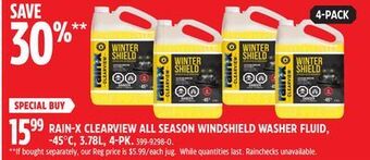 Canadian Tire Rain-x clearview all season windshield washer fluid, -45°c, 3.78l, 4-pk offer