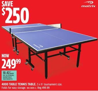 Canadian Tire 4000 table tennis table matrix offer