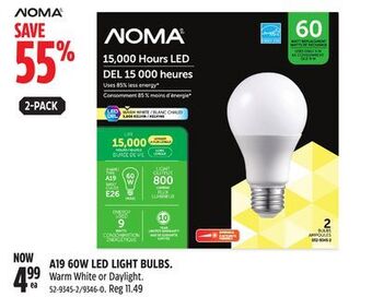 Canadian Tire Noma a19 60w led light bulbs offer