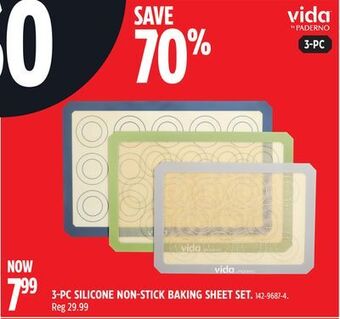 Canadian Tire Vida by paderno 3-pc silicone non-stick baking sheet set offer