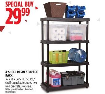 Canadian Tire Tuffstore 4-shelf resin storage rack offer