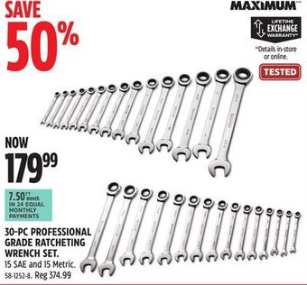 Canadian Tire Maximum 30-pc professional grade ratcheting wrench set offer
