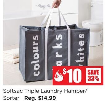 Kitchen Stuff Plus Softsac triple laundry hamper/sorter offer