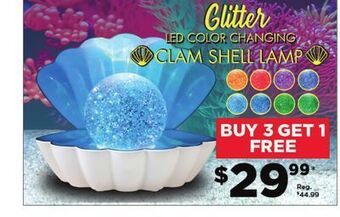 Showcase Led color-changing clam shell glitter lamp offer