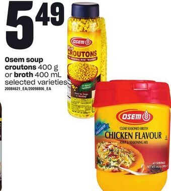 Loblaws Osem soup croutons, 400 g or broth, 400 ml offer