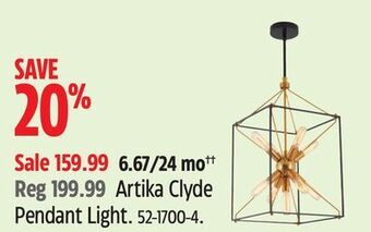 Canadian Tire Artika clyde pendant light offer