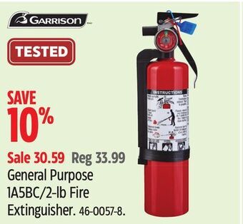Canadian Tire Garrison general purpose 1a5bc/2-lb fire extinguisher offer