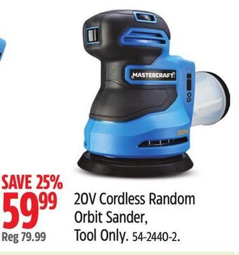 Canadian Tire Mastercraft 20v cordless random orbit sander, tool only offer