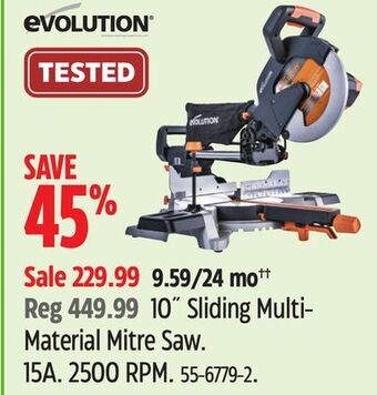Canadian Tire Evolution 10˝ sliding multi- material mitre saw offer