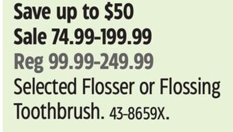 Canadian Tire Waterpik selected flosser or flossing toothbrush offer