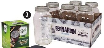Canadian Tire Bernardin 6-pk canning jars, 250ml, 500ml or 1.9l or 6-pk leak-proof lids offer