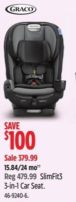 Canadian Tire Graco slimfit3 3-in-1 car seat offer