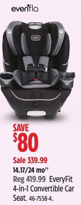 Canadian Tire Evenflo everyfit 4-in-1 convertible car seat offer