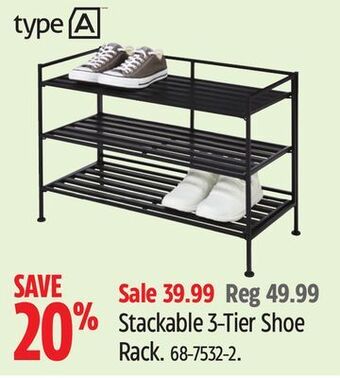 Canadian Tire Type a stackable 3-tier shoe rack offer