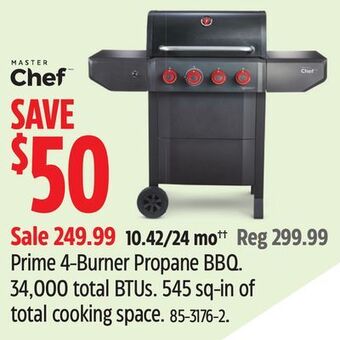 Canadian Tire Master chef prime 4-burner propane bbq offer