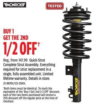 Canadian Tire Monroe quick-strut complete strut assembly offer