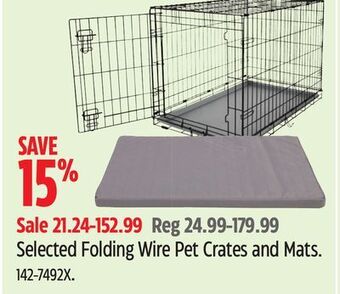 Canadian Tire Selected folding wire pet crates and mats offer