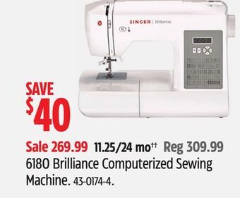Canadian Tire Singer 6180 brilliance computerized sewing machine offer