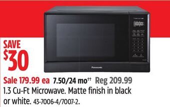 Canadian Tire Panasonic 1.3cu-ft microwave offer