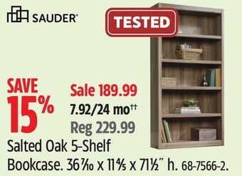 Canadian Tire Sauder salted oak 5-shelf bookcase offer