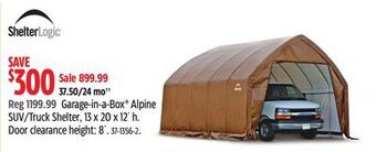 Canadian Tire Shelterlogic garage-in-a-box alpine suv/truck shelter, 13 x 20 x 12´ h offer