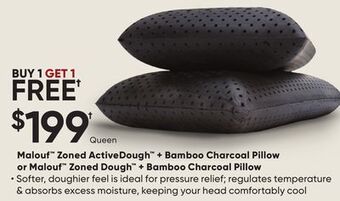 Sleep Country Malouf zoned activedough + bamboo charcoal pillow or malouf zoned dough + bamboo charcoal pillow offer