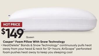 Sleep Country Casper foam pillow with snow technology offer