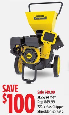 Canadian Tire Champion 224cc gas chipper shredder offer