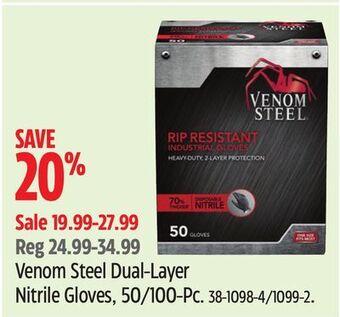 Canadian Tire Venom steel dual-layer nitrile gloves, 50/100-pc offer