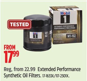 Canadian Tire Mobil 1 extended performance synthetic oil filters offer