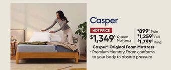 Sleep Country Casper original foam mattress offer