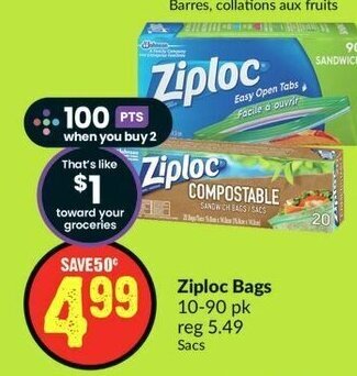 FreshCo Ziploc Bags 10-90 pk offer