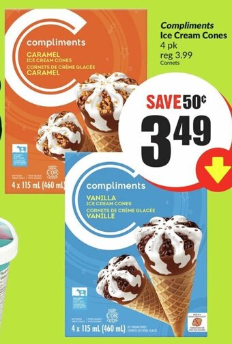 FreshCo Compliments Ice Cream Cones 4pk offer