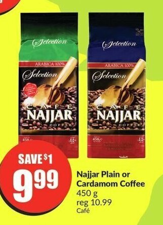 FreshCo Najjar Plain or Cardamom Coffee 450 g offer