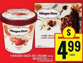 Food Basics HÄAGEN-DAZS ICE CREAM 450 ML NOVELTIES 3-4'S offer