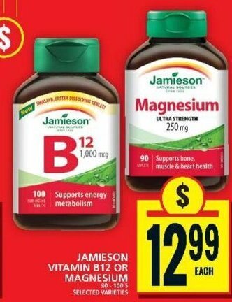 Food Basics JAMIESON VITAMIN B12 OR MAGNESIUM offer