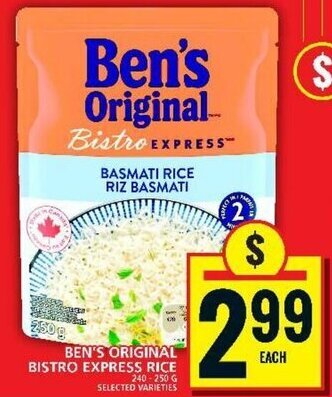 Food Basics BEN'S ORIGINAL BISTRO EXPRESS RICE 240-250 G offer