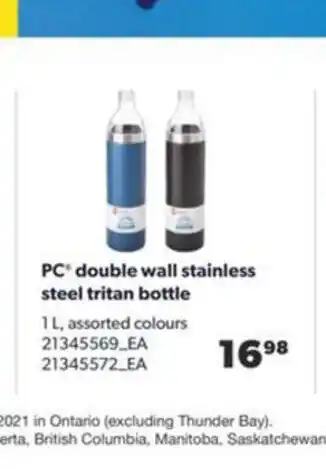 Real Canadian Superstore Double Wall Stainless Steel Tritan Bottle offer