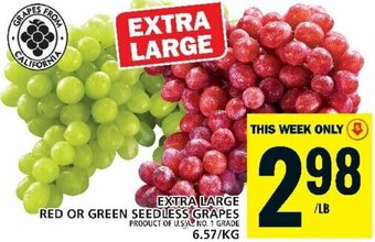 Food Basics EXTRA LARGE RED OR GREEN SEEDLESS GRAPES offer
