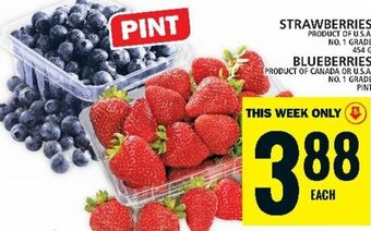 Food Basics STRAWBERRIES 454G, BLUEBERRIES offer