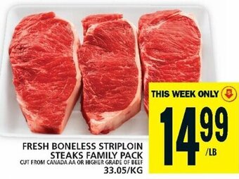 Food Basics FRESH BONELESS STRIPLOIN STEAKS FAMILY PACK offer