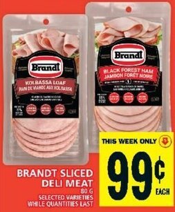 Food Basics BRANDT SLICED DELI MEAT 80g offer
