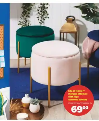 Real Canadian Superstore Storage Ottoman Wit hLegs Assorted Colours offer