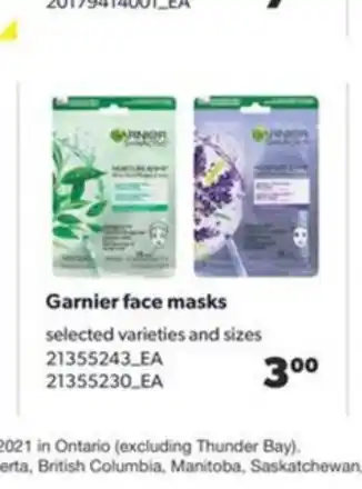 Real Canadian Superstore Garnier Face Masks offer